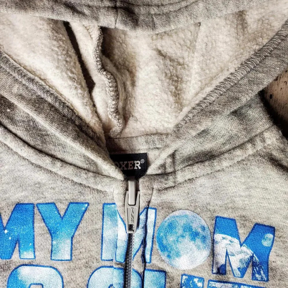 Joe Boxer Gray and Blue Size 18m Toddler Boy Fleece-Lined Zip-Up Hoodie - Picture 8 of 12